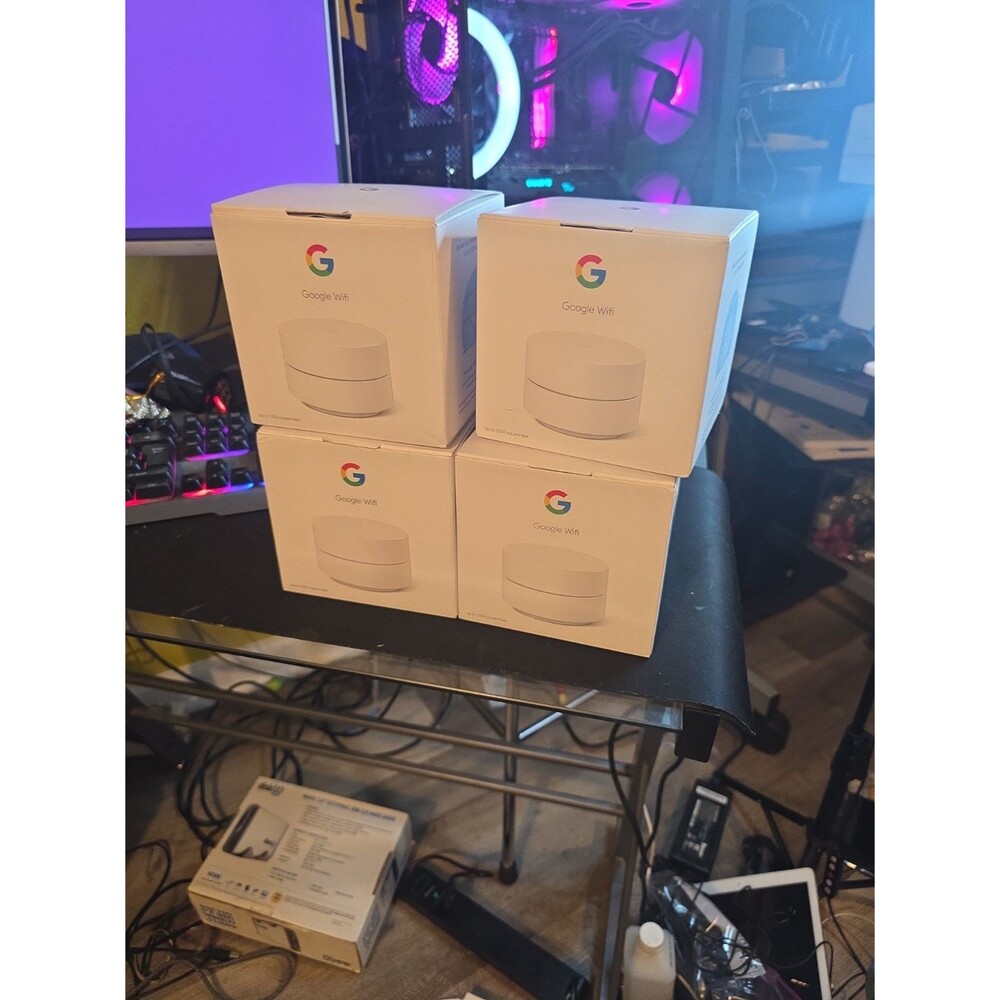 Lot 4 Google WiFi Point AC1200 Router GA02430-US Wi-Fi Snow White New...